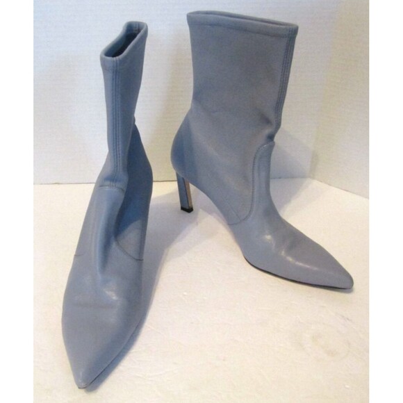 Stuart Weitzman Rapture Booties Dovetail Blue Gray Nappa Leather Heels Size 9.5 - Picture 2 of 7